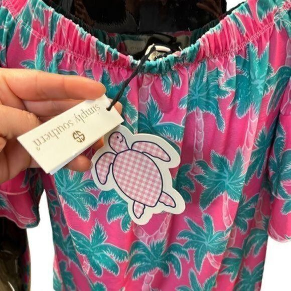 NWT Simply Southern collection off shoulder Sass Top Palm size small - Picture 13 of 13